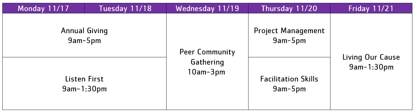 Schedule of events